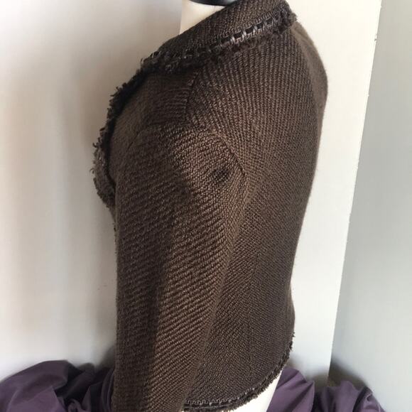 Dialogue Brown 3-Snap Front Wool-Blend Blazer 4 - Picture 3 of 6